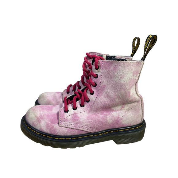 Dr Martens Pascal 1460 Youth Girl Size 2 Pink Tie Dye Suede - Picture 2 of 8
